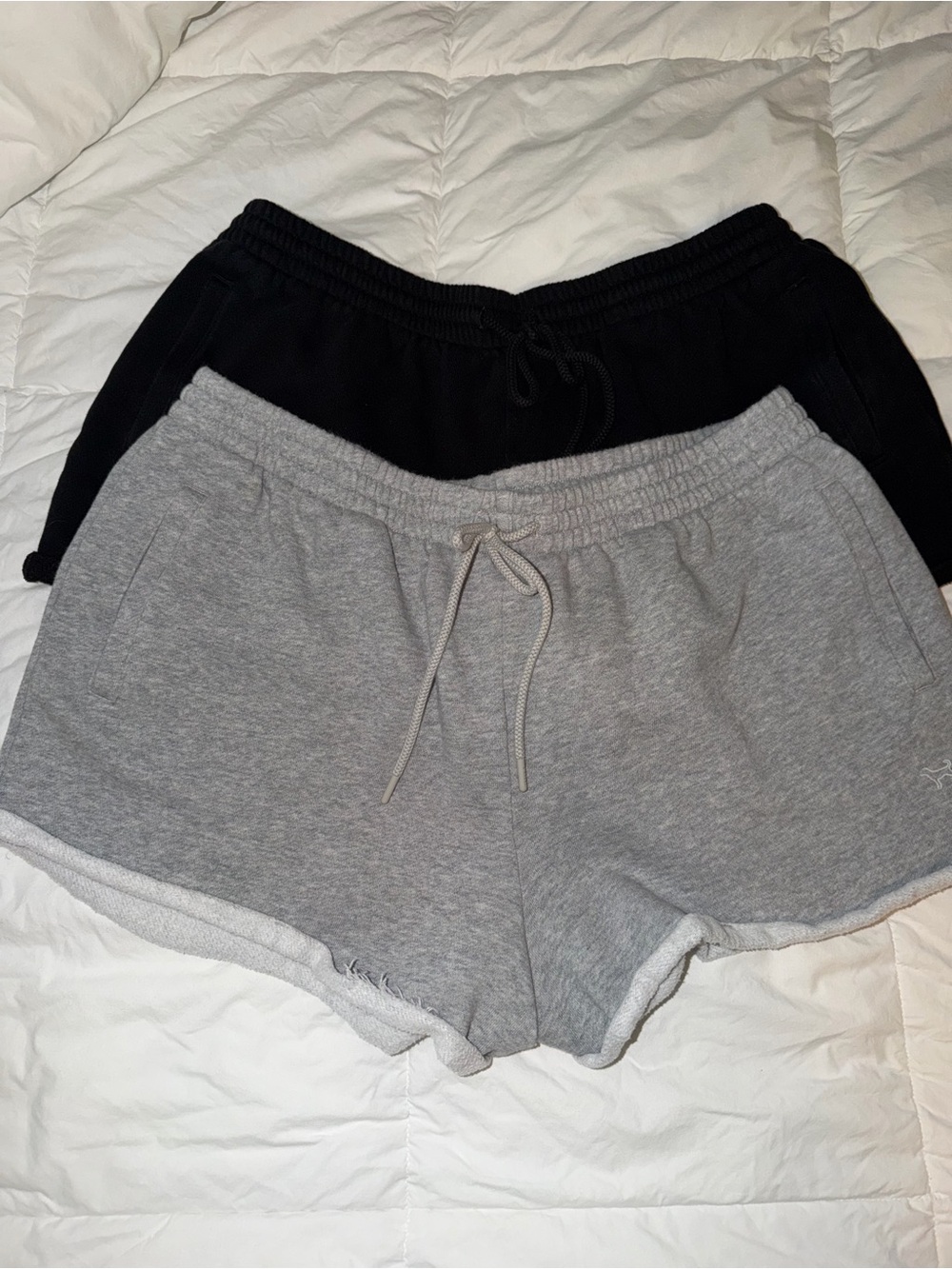 Victoria Secrets Pink Women's Casual Drawstring Lounge Shorts - Black & Gray